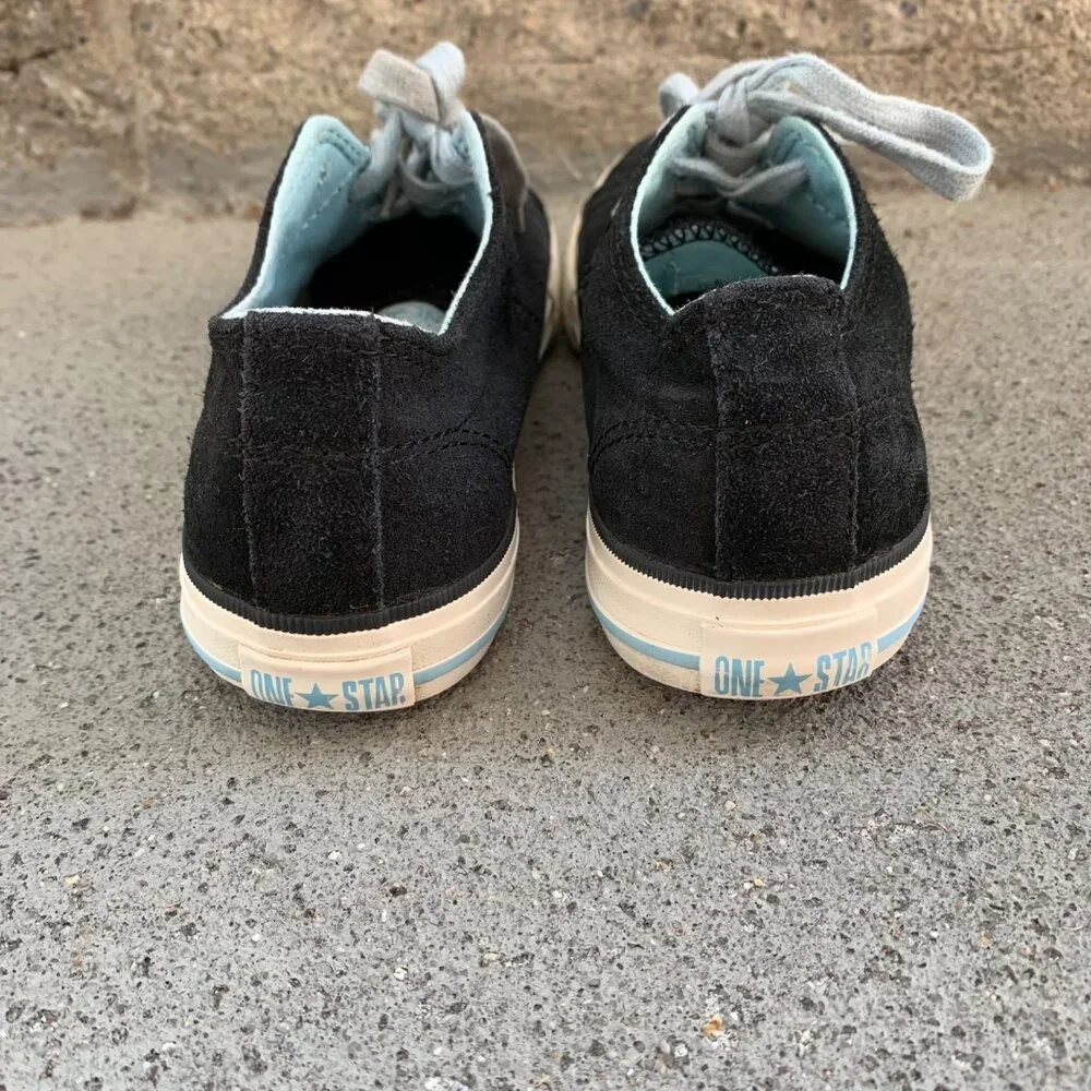 CONVERSE One Star Low Top Sneakers Girls 2.5 34 Y2K Black Suede Running Shoes